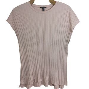 Eileen Fisher Womens Tencel Lyocell Wide Rib Stretch Crew Neck Top Pink Size XL